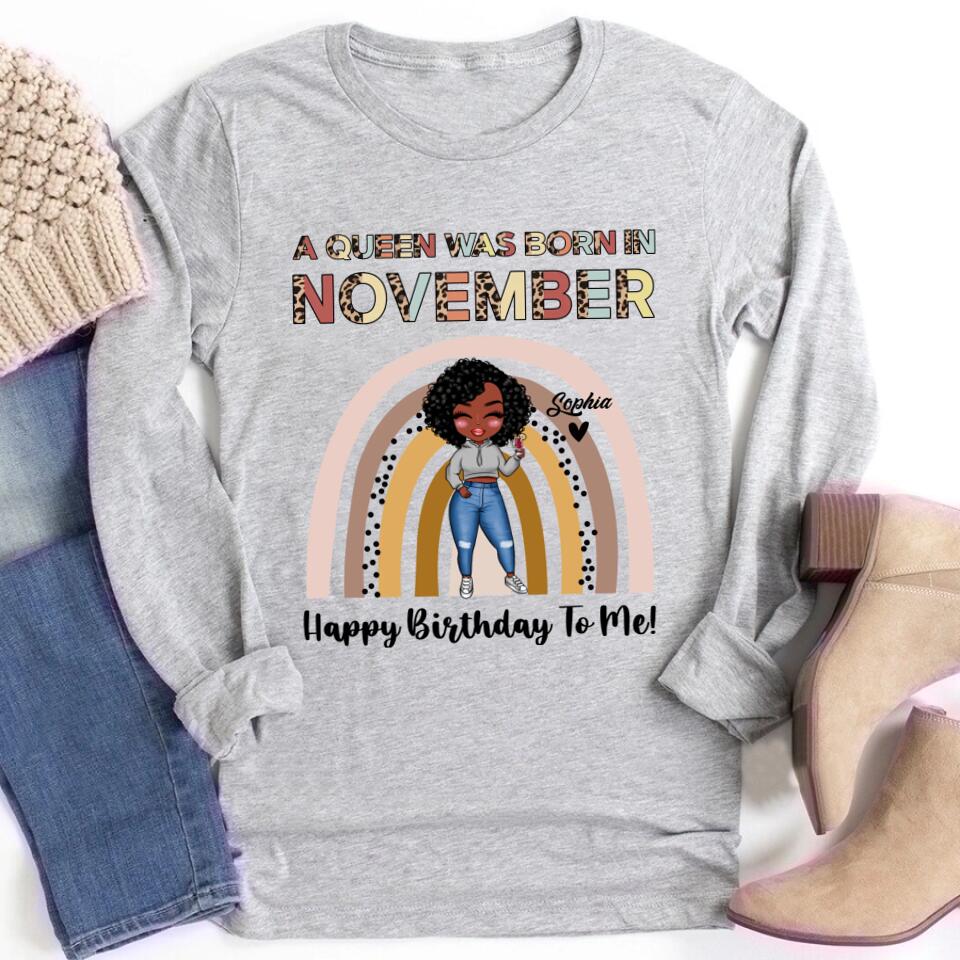 Custom November Birthday Shirt For Woman, Queens Are Born In November Gifts, Melanin Afro Woman Shirt, Black Girl Tee, Afro Queen Gift