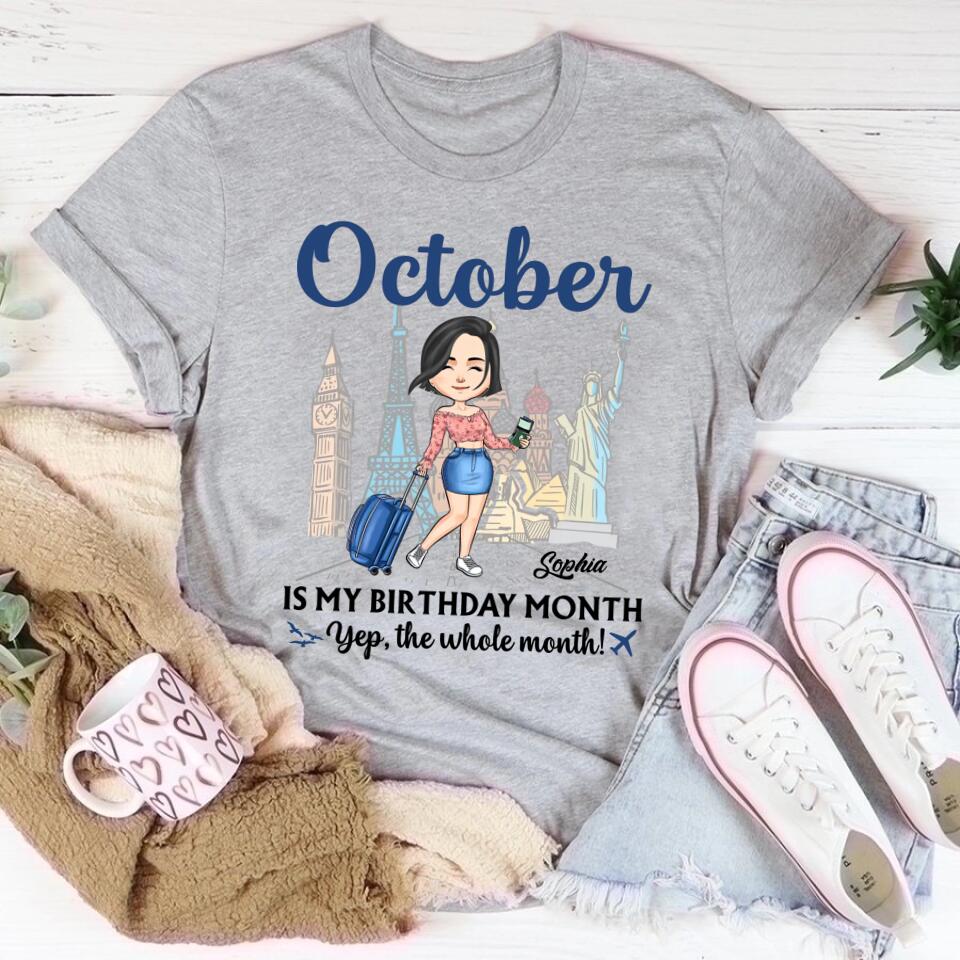 October Birthday Shirt, Custom Birthday Shirt, Queens are Born In October, October Birthday Shirts For Woman, October Birthday Gifts, Travel Lover