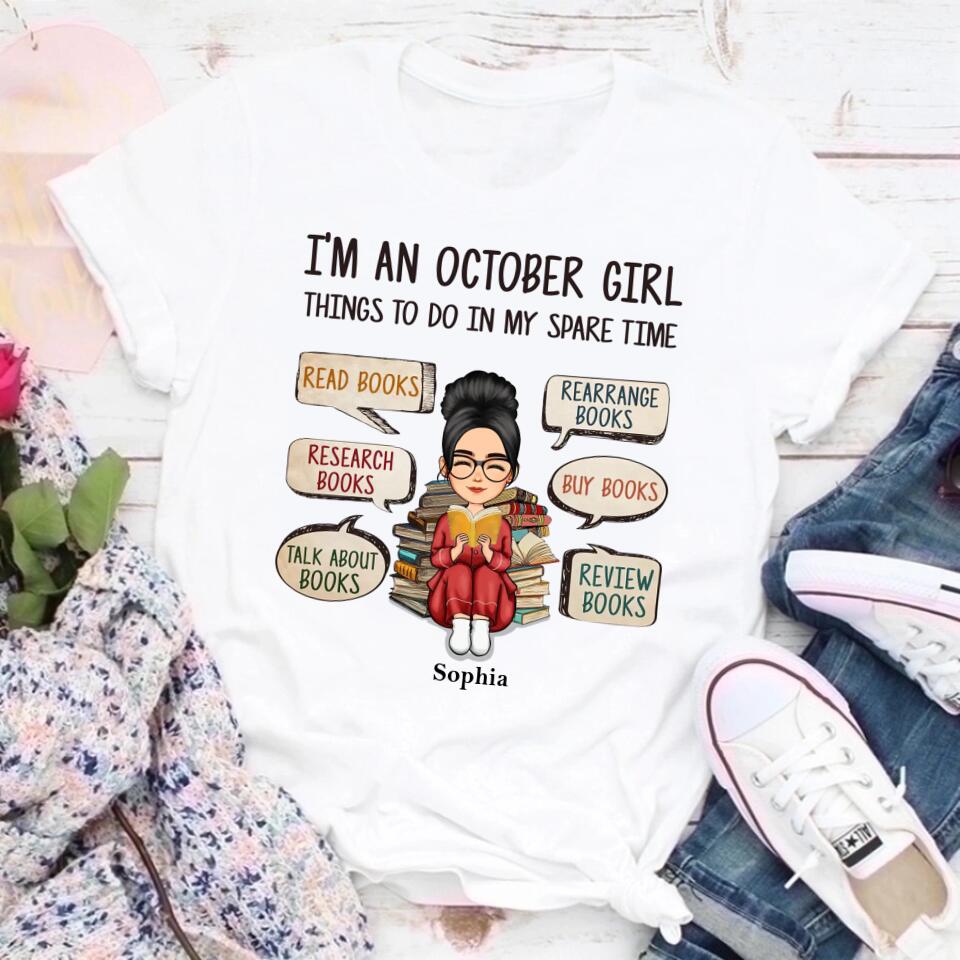 October Birthday Shirt, Custom Birthday Shirt, Queens are Born In October, October Birthday Shirts For Woman, October Birthday Gifts, Birthday Gift For Book - Bookworm, Book Lover, Book Reader