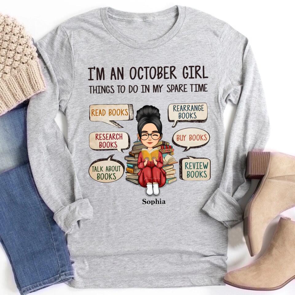 October Birthday Shirt, Custom Birthday Shirt, Queens are Born In October, October Birthday Shirts For Woman, October Birthday Gifts, Birthday Gift For Book - Bookworm, Book Lover, Book Reader
