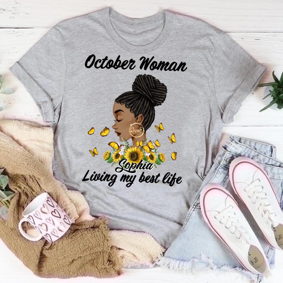 Custom October Birthday Shirt For Woman, Queens are Born In October Gifts, Melanin Afro Woman Shirt, Black Girl Tee, Afro Queen Gift