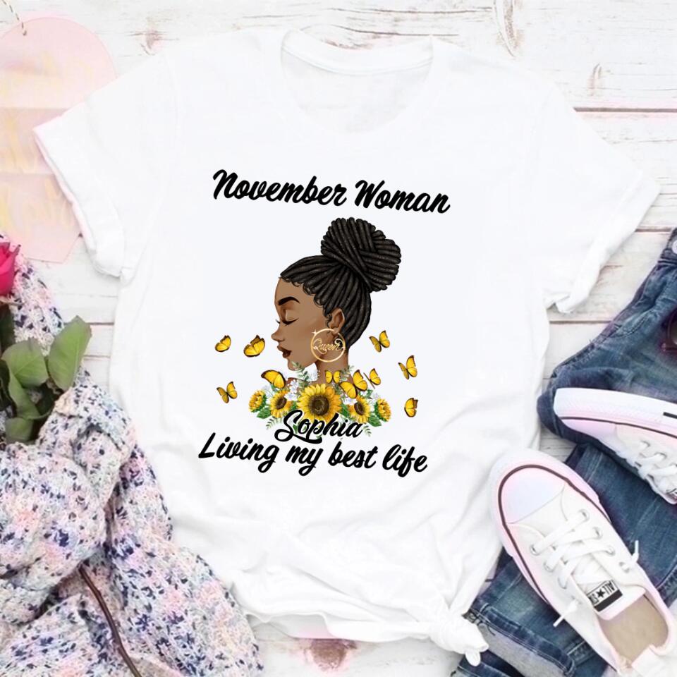 Custom November Birthday Shirt For Woman, Queens Are Born In November Gifts, Melanin Afro Woman Shirt, Black Girl Tee, Afro Queen Gift