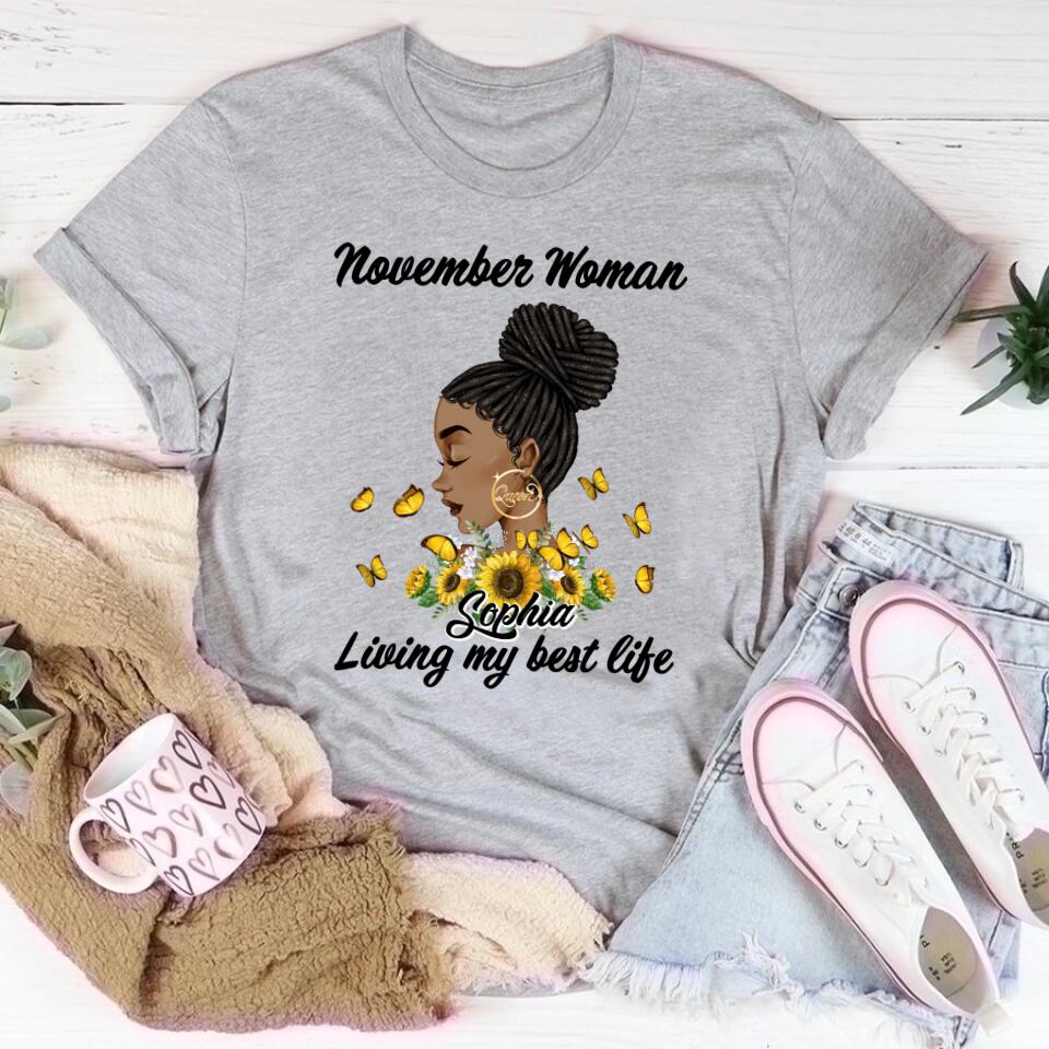 Custom November Birthday Shirt For Woman, Queens Are Born In November Gifts, Melanin Afro Woman Shirt, Black Girl Tee, Afro Queen Gift