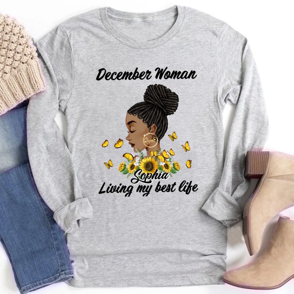 Custom December Birthday Shirt For Woman, Queens Are Born In December Gifts, Melanin Afro Woman Shirt, Black Girl Tee, Afro Queen Gift
