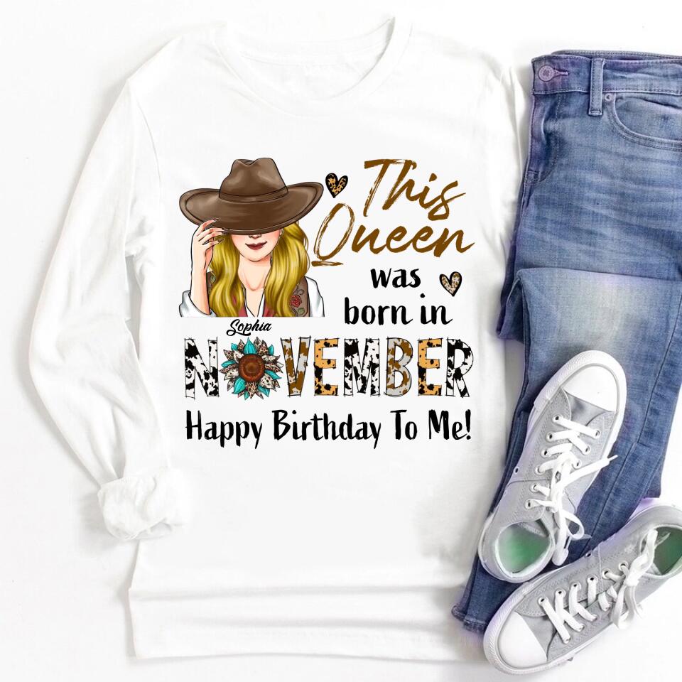 October Birthday Shirt, Custom Birthday Shirt, Queens are Born In October, October Birthday Shirts For Woman, October Birthday Gifts CowGirl