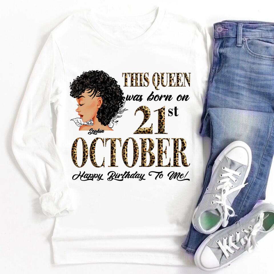 Custom October Birthday Shirt For Woman, Queens are Born In October Gifts, Melanin Afro Woman Shirt, Black Girl Tee, Afro Queen Gift
