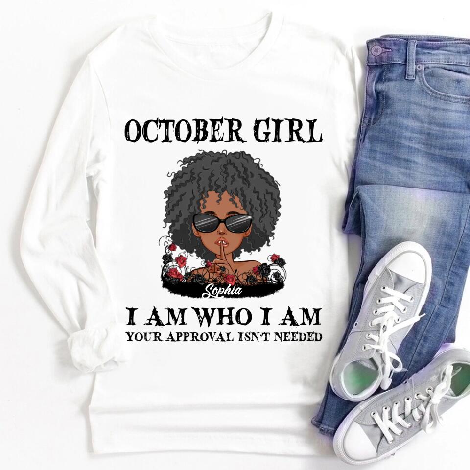 Custom October Birthday Shirt For Woman, Queens are Born In October Gifts, Melanin Afro Woman Shirt, Black Girl Tee, Afro Queen Gift