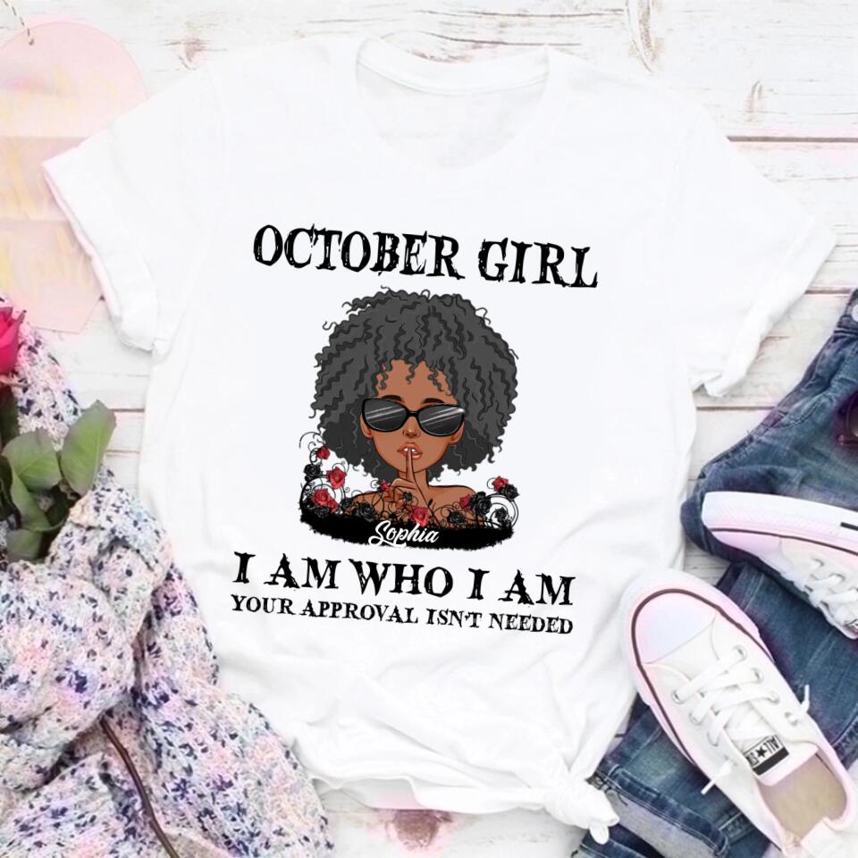 Custom October Birthday Shirt For Woman, Queens are Born In October Gifts, Melanin Afro Woman Shirt, Black Girl Tee, Afro Queen Gift