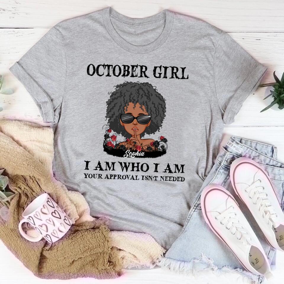 Custom October Birthday Shirt For Woman, Queens are Born In October Gifts, Melanin Afro Woman Shirt, Black Girl Tee, Afro Queen Gift