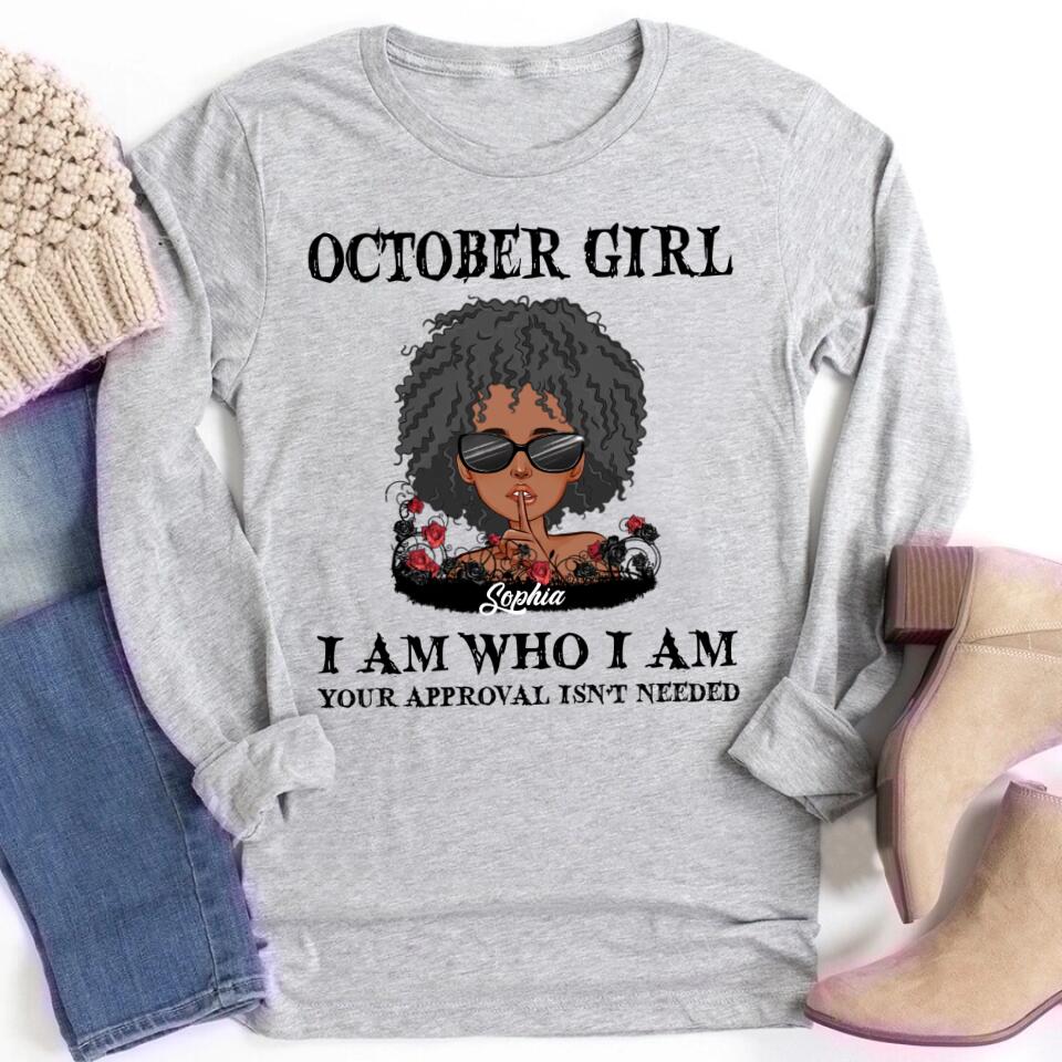 Custom October Birthday Shirt For Woman, Queens are Born In October Gifts, Melanin Afro Woman Shirt, Black Girl Tee, Afro Queen Gift