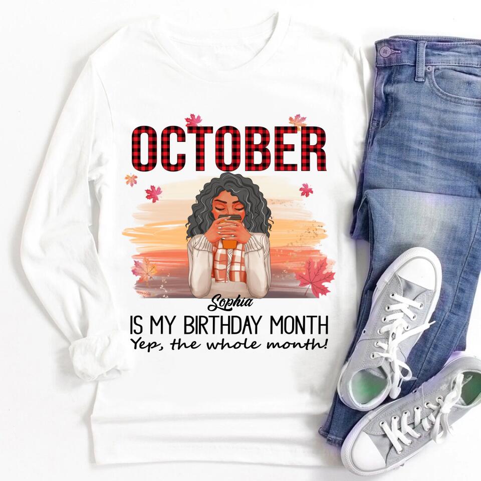 Custom October Birthday Shirt For Woman, Queens are Born In October Gifts, Melanin Afro Woman Shirt, Black Girl Tee, Afro Queen Gift