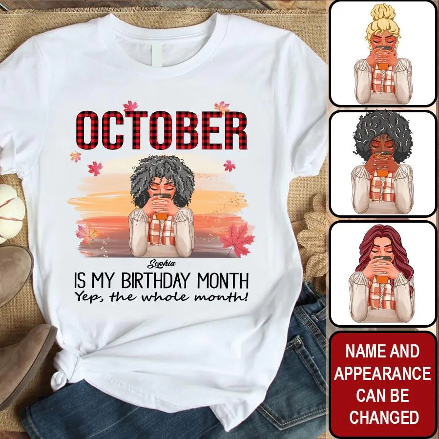 Custom October Birthday Shirt For Woman, Queens are Born In October Gifts, Melanin Afro Woman Shirt, Black Girl Tee, Afro Queen Gift