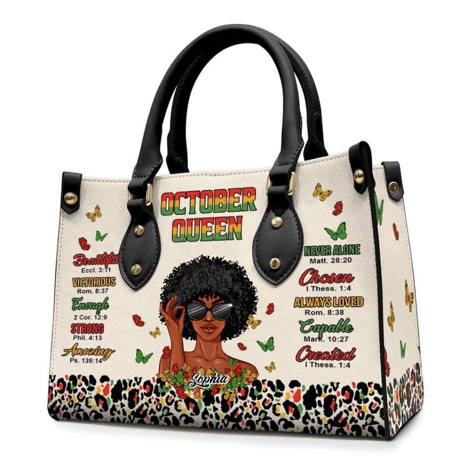 Personalized Leather Bag - Birthday, Handbag personalized, Custom Birthday Gift, Queens are Born In October, October Birthday Gifts For Woman, October Birthday Gifts, Handbag Gift