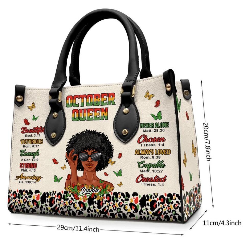Personalized Leather Bag - Birthday, Handbag personalized, Custom Birthday Gift, Queens are Born In October, October Birthday Gifts For Woman, October Birthday Gifts, Handbag Gift