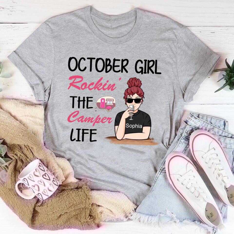 October Birthday Shirt, Custom Birthday Shirt, Queens are Born In October, October Birthday Shirts For Woman, October Birthday Gifts , Camping Lover