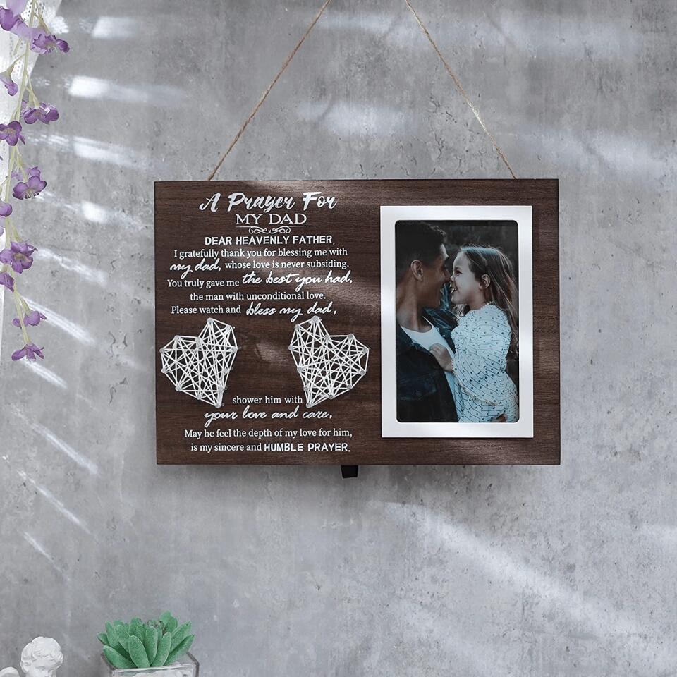 Dad Prayer Gifts - Rustic Dad Prayer Picture Frame, Unique Dad Gifts for Dad Step-dad Father in Law, Dad Birthday Gifts Christmas Gifts