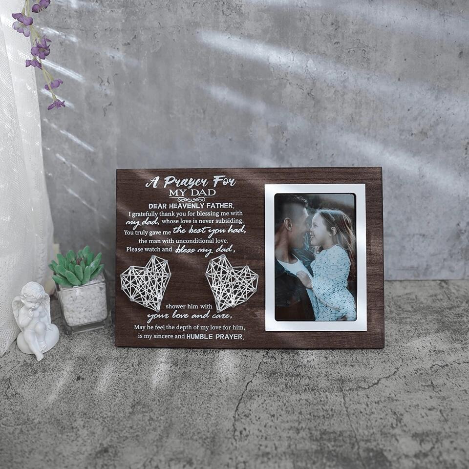 Dad Prayer Gifts - Rustic Dad Prayer Picture Frame, Unique Dad Gifts for Dad Step-dad Father in Law, Dad Birthday Gifts Christmas Gifts