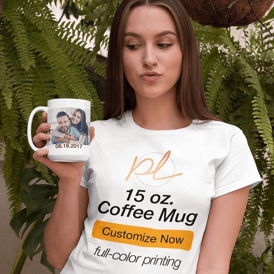 Photo Coffee Mug Personalized - Large Custom Valentines Day Mug - UPLOAD ANY PICTURE, LOGO, TEXT