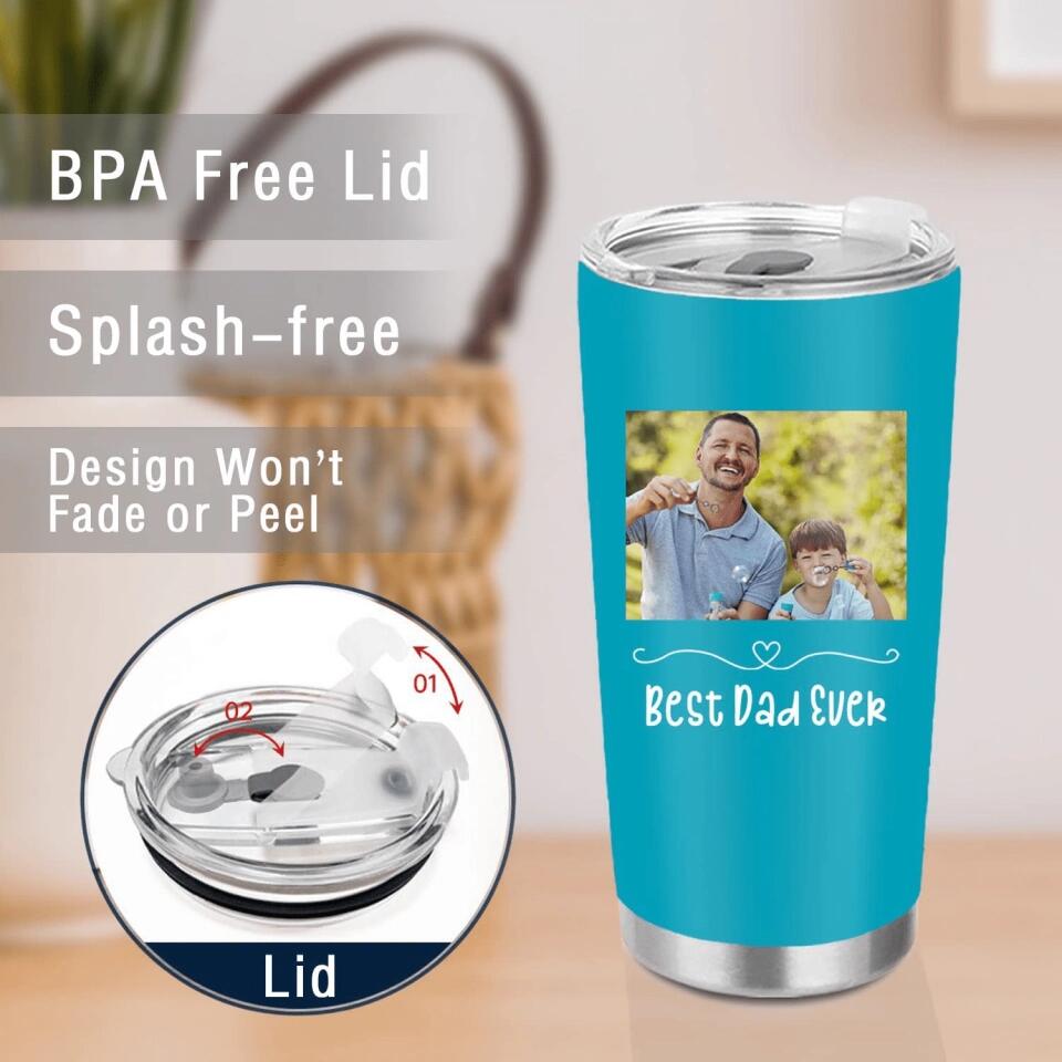 Personalized Photo Tumbler for Dad Mom Families, Double Side Print Stainless Steel Travel Mug Insulated, Custom Image