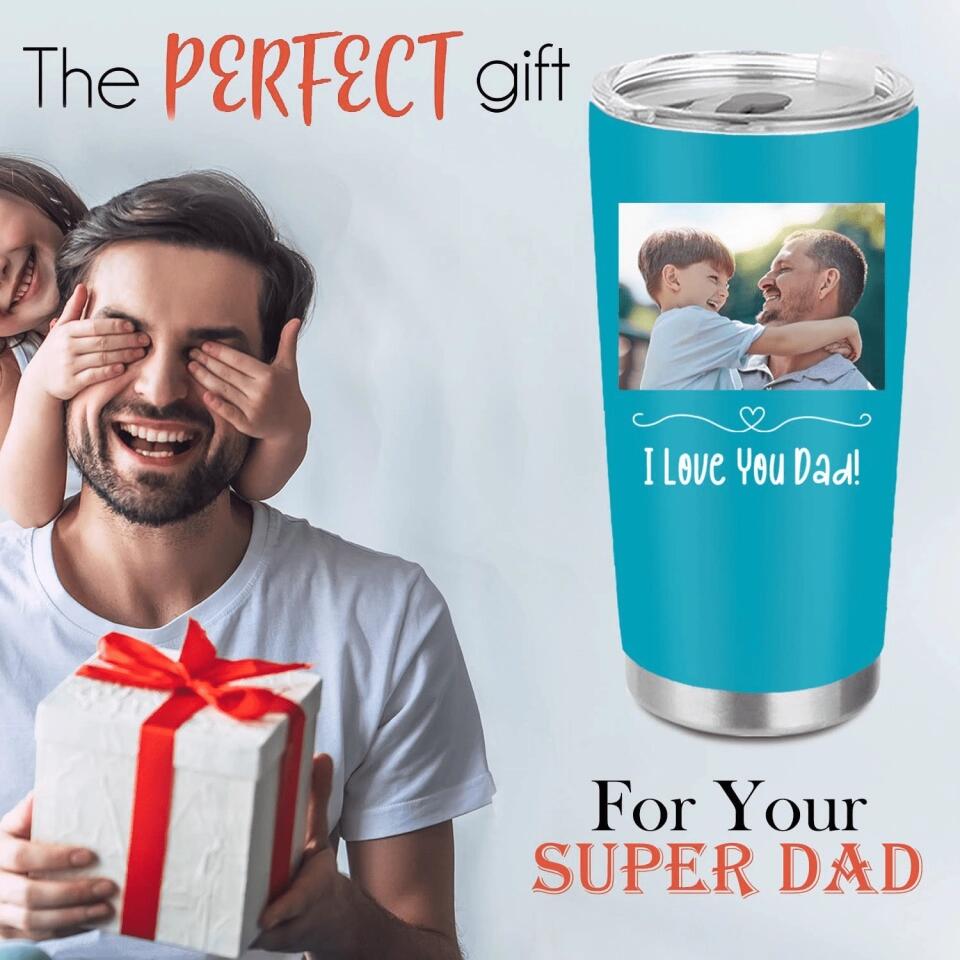 Personalized Photo Tumbler for Dad Mom Families, Double Side Print Stainless Steel Travel Mug Insulated, Custom Image