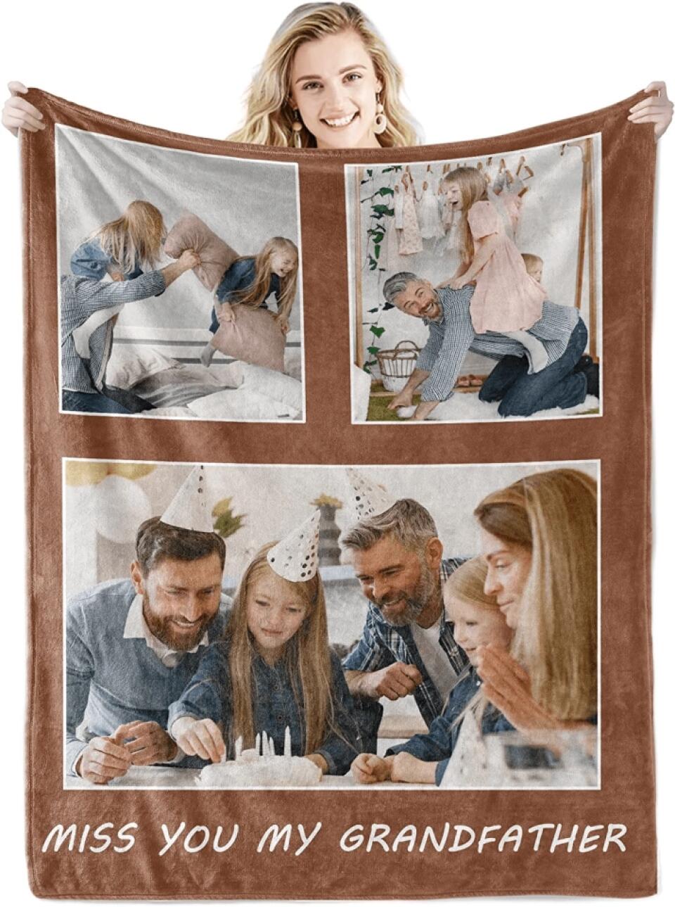 Custom Blanket with Text Picture Collage Customized Throw Blankets, Birthday Anniversary Wedding Gifts Personalized Gift for Dad, Mom, Kids