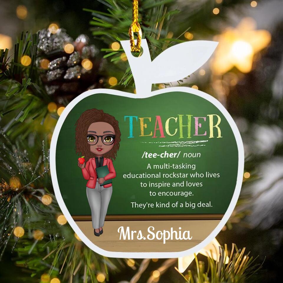 Teacher Definition - Personalized Apple Custom-shape 1-sided printed Plastic Ornament, Birthday, Appreciation, Desk Decor Gift For Teachers
