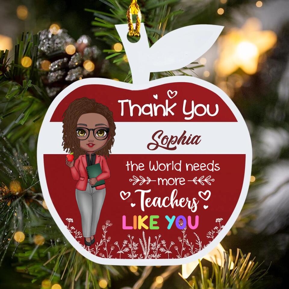Thank You For Helping Me Grow - Personalized Apple Custom-shape 1-sided printed Plastic Ornament- Birthday, School Leaving, Appreciation Gift For Teachers - From Students
