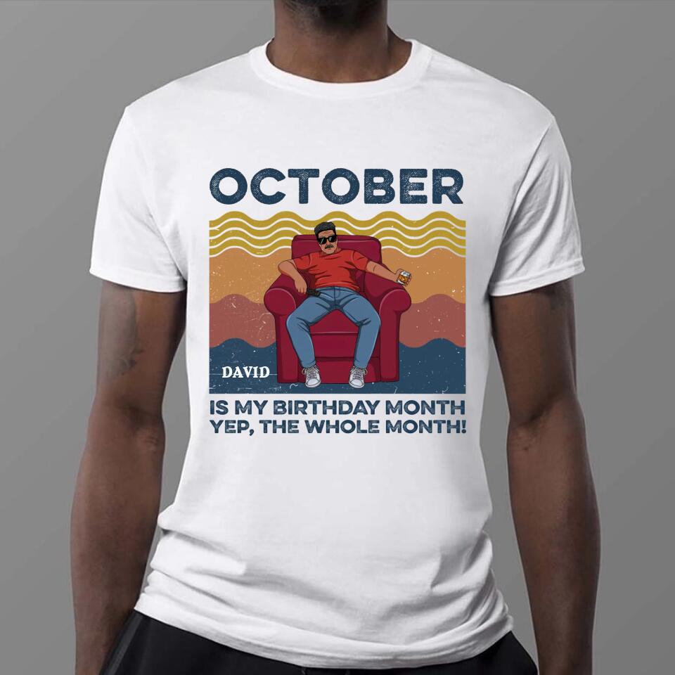 Personalized Birthday T Shirt, October Birthday Shirt, Custom Birthday Shirt, A Black King Was Born In October, October Birthday Shirts For Man