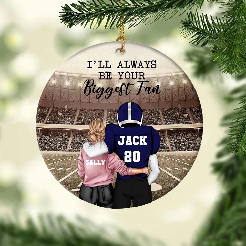 Christmas Gift For Couple, I&#39;ll Be Always Your Biggest Fan Ornaments, Couple Ornament, Personalized Football Ornament, Football Couple Custom Gift