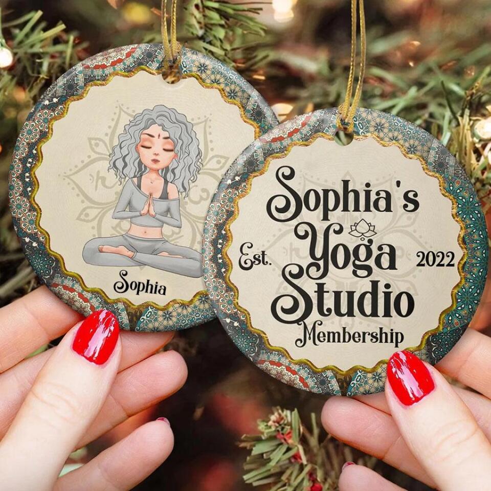 Yoga Studio - Personalized Two-Sided Ceramic Ornament - Christmas Gift For Yoga Lovers