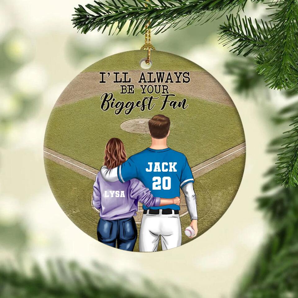 Christmas Gift For Couple, I&#39;ll Be Always Your Biggest Fan Ornaments, Couple Ornament, Personalized Baseball Ornament, Baseball Couple Custom Gift
