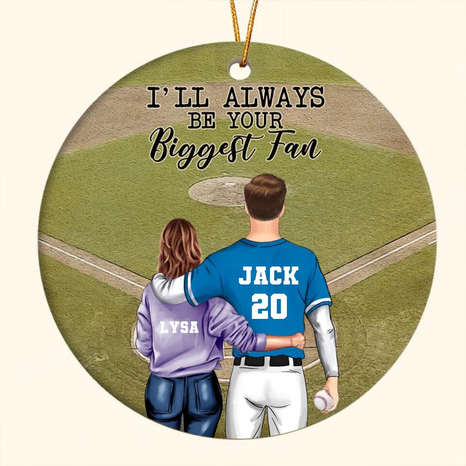 Christmas Gift For Couple, I&#39;ll Be Always Your Biggest Fan Ornaments, Couple Ornament, Personalized Baseball Ornament, Baseball Couple Custom Gift