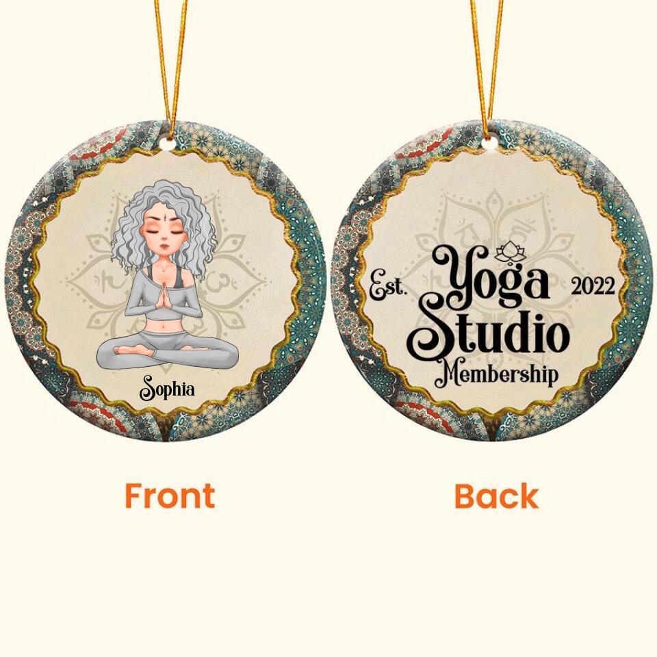 Yoga Studio - Personalized Two-Sided Ceramic Ornament - Christmas Gift For Yoga Lovers