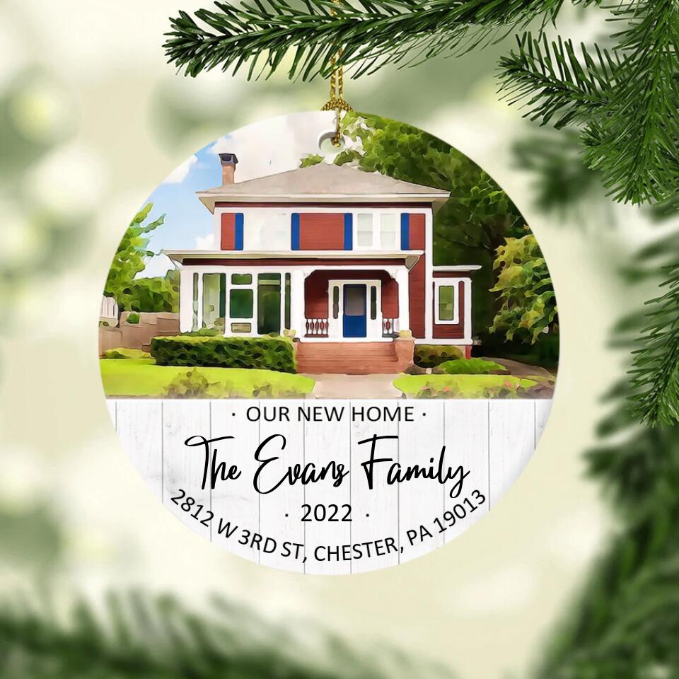 Personalized First Christmas In Our New House Ornament 2022, Personalized New Home Photo Ornament, New Home Christmas Ornament, Custom Watercolor House Ornament, Housewarming Gift