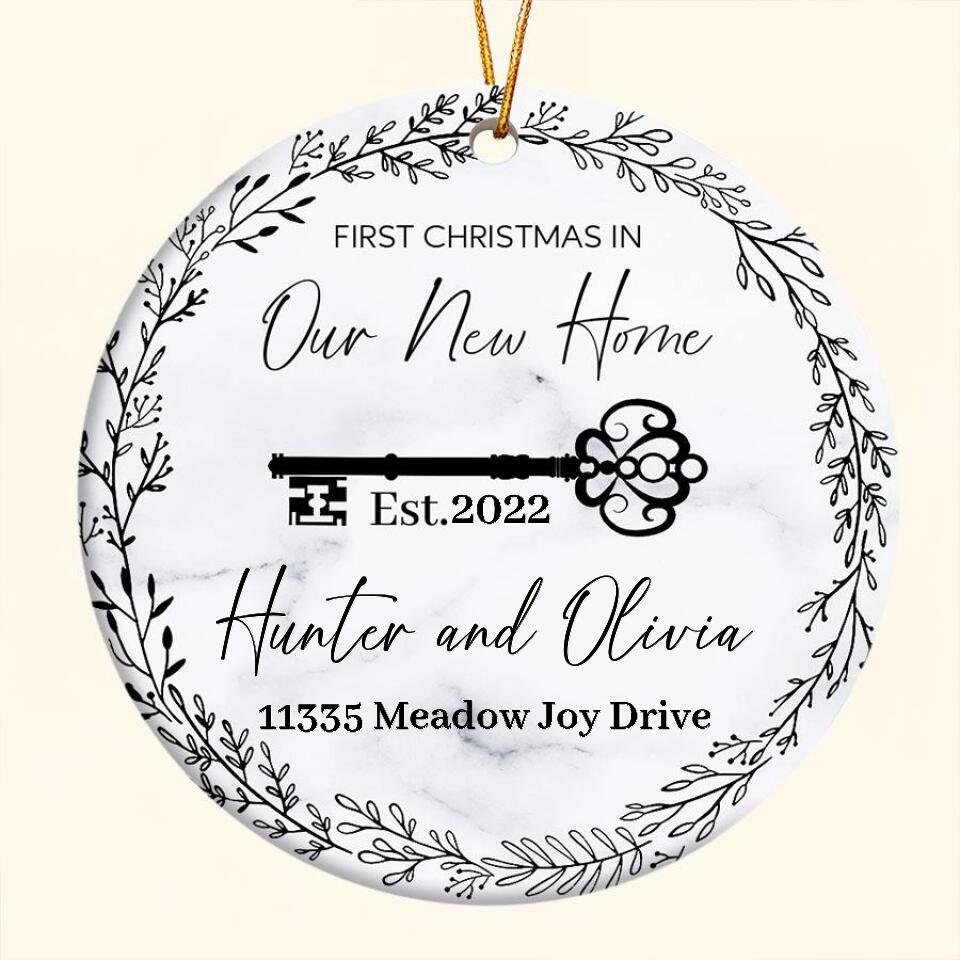 Custom First Christmas In Our New Home Ornament, Personalized New Address Ornament, First Home Gift, New Family Ornament, Housewarming Gift