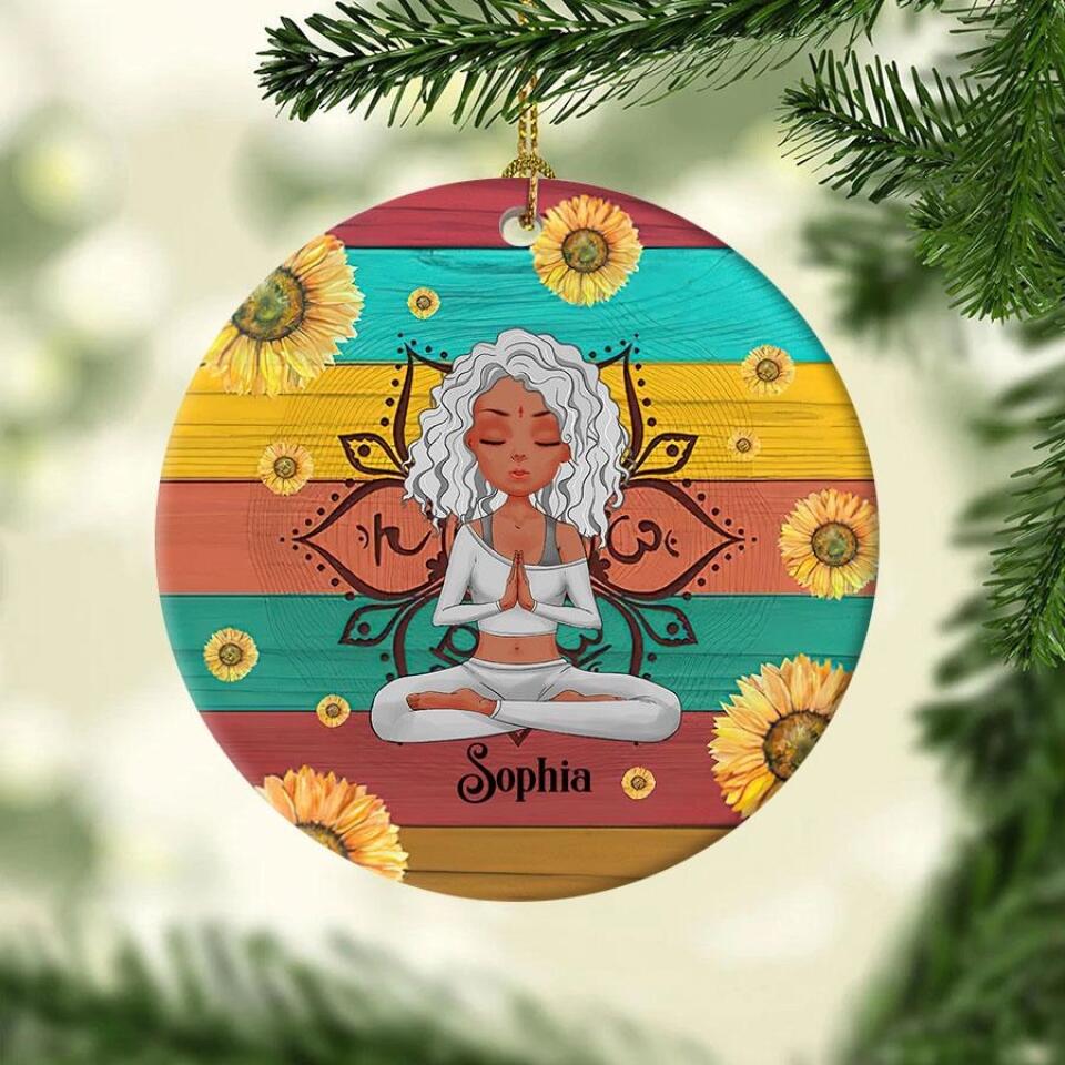 Yoga Studio - Personalized Two-Sided Ceramic Ornament - Christmas Gift For Yoga Lovers