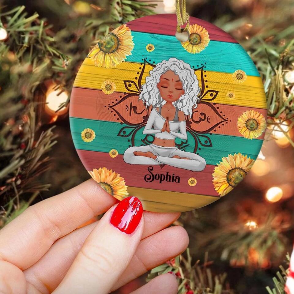 Yoga Studio - Personalized Two-Sided Ceramic Ornament - Christmas Gift For Yoga Lovers