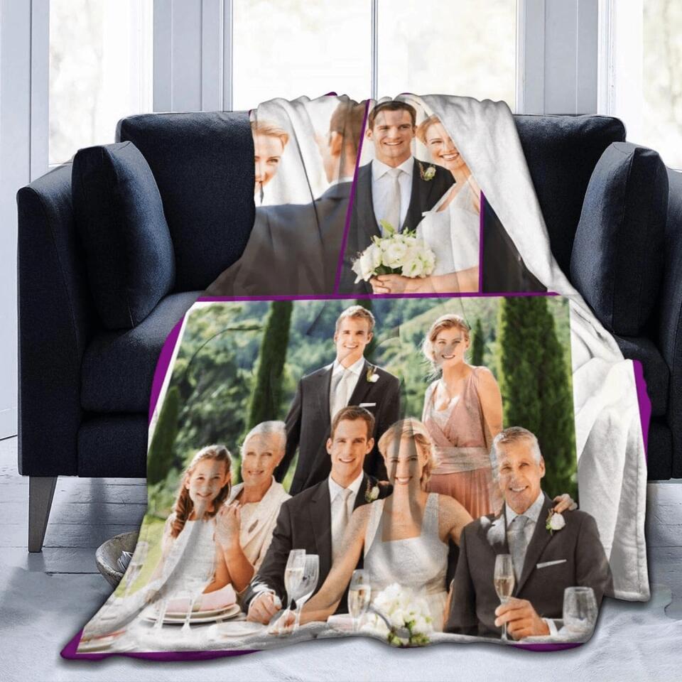Custom Blanket Personalized Blanket with Photos Text Customized Picture Throw Blanket for Adult Kid Birthday Christmas Halloween New Year