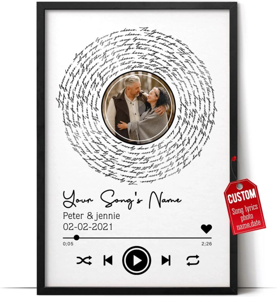 Personalized Song Lyrics Poster Gifts For Mom Mother Day Name Date Picture Art Wall Customized Canvas Framed Photo Gifts For Dad Decor