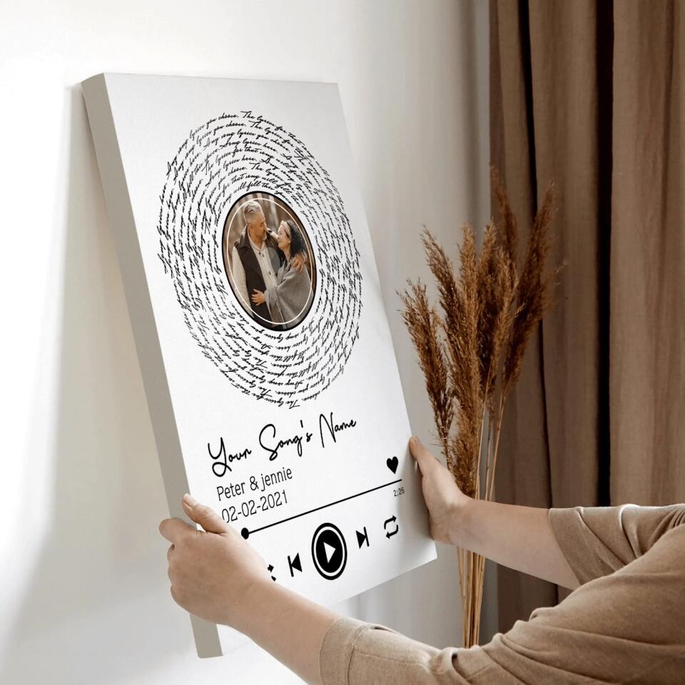 Personalized Song Lyrics Poster Gifts For Mom Mother Day Name Date Picture Art Wall Customized Canvas Framed Photo Gifts For Dad Decor