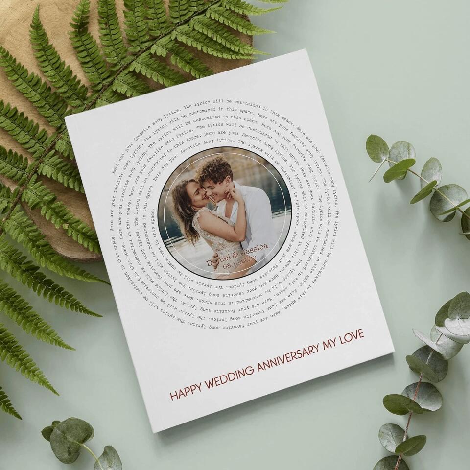 Personalized Music Song Record Anniversary Prints, Customized Photo Text Wall Art Decoration for Him Her Couple