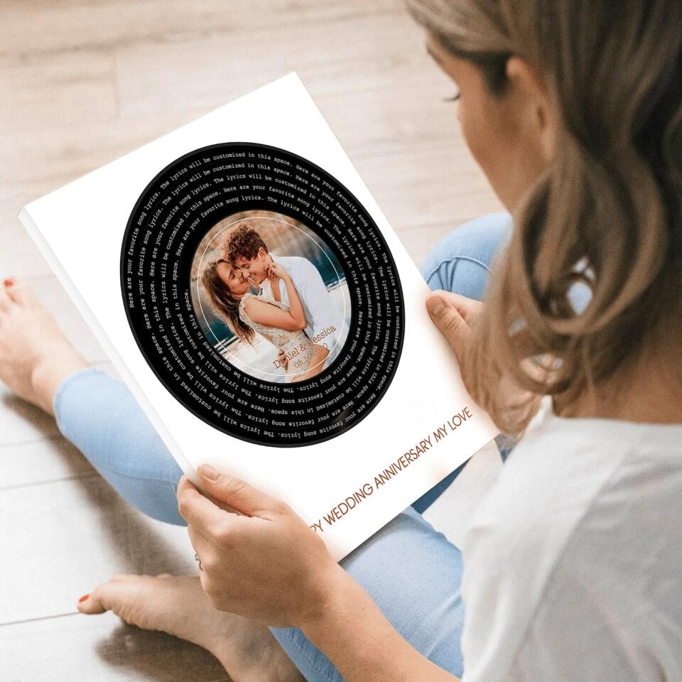 Personalized Music Song Record Anniversary Prints, Customized Photo Text Wall Art Decoration for Him Her Couple