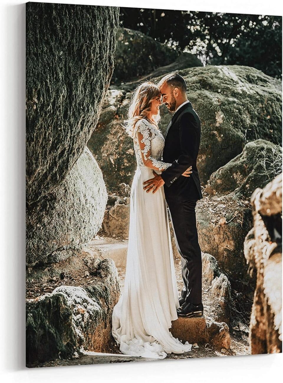 Canvas Prints with Your Photos, Personalized Canvas Wall Art Wedding Baby Dog Family Pictures Home Decor, Customized Gifts with Stretcher Bar