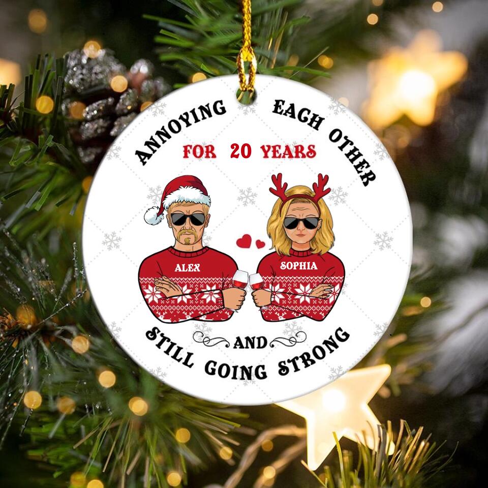 Annoying Each Other, Christmas Gift For Married Couples, Personalized Custom Circle Ceramic Ornament