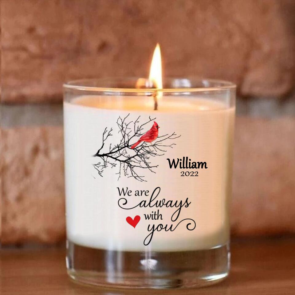 Always With You Holly Branch Cardinal Memorial Photo Personalized Memorial Candles, Memorial Candles Gifts, Mom Dad Memorial Candle