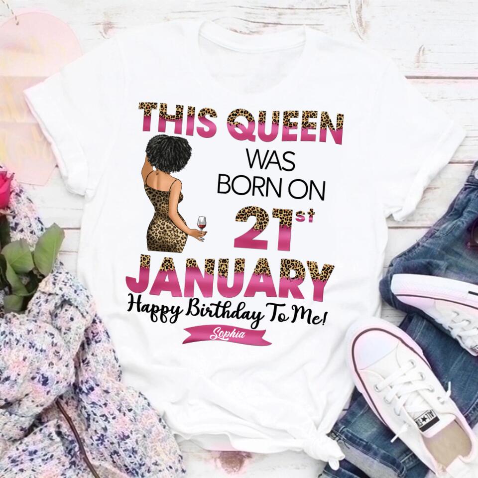 Custom January Birthday Shirt For Woman, Queens Are Born In January Gifts, Melanin Afro Woman Shirt, Black Girl Tee, Afro Queen Gift