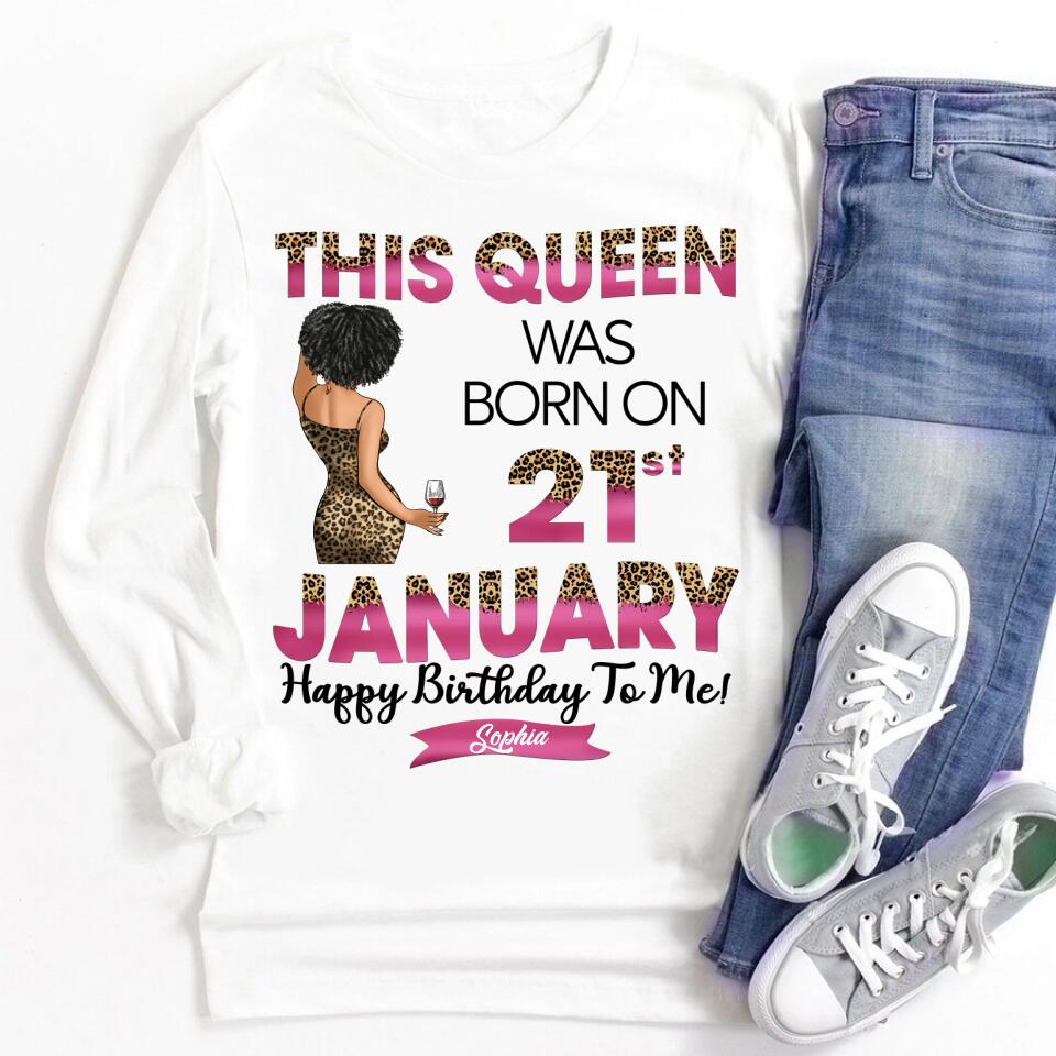 Custom January Birthday Shirt For Woman, Queens Are Born In January Gifts, Melanin Afro Woman Shirt, Black Girl Tee, Afro Queen Gift