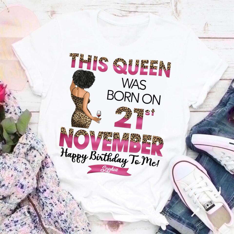 Custom November Birthday Shirt For Woman, Queens Are Born In November Gifts, Melanin Afro Woman Shirt, Black Girl Tee, Afro Queen Gift