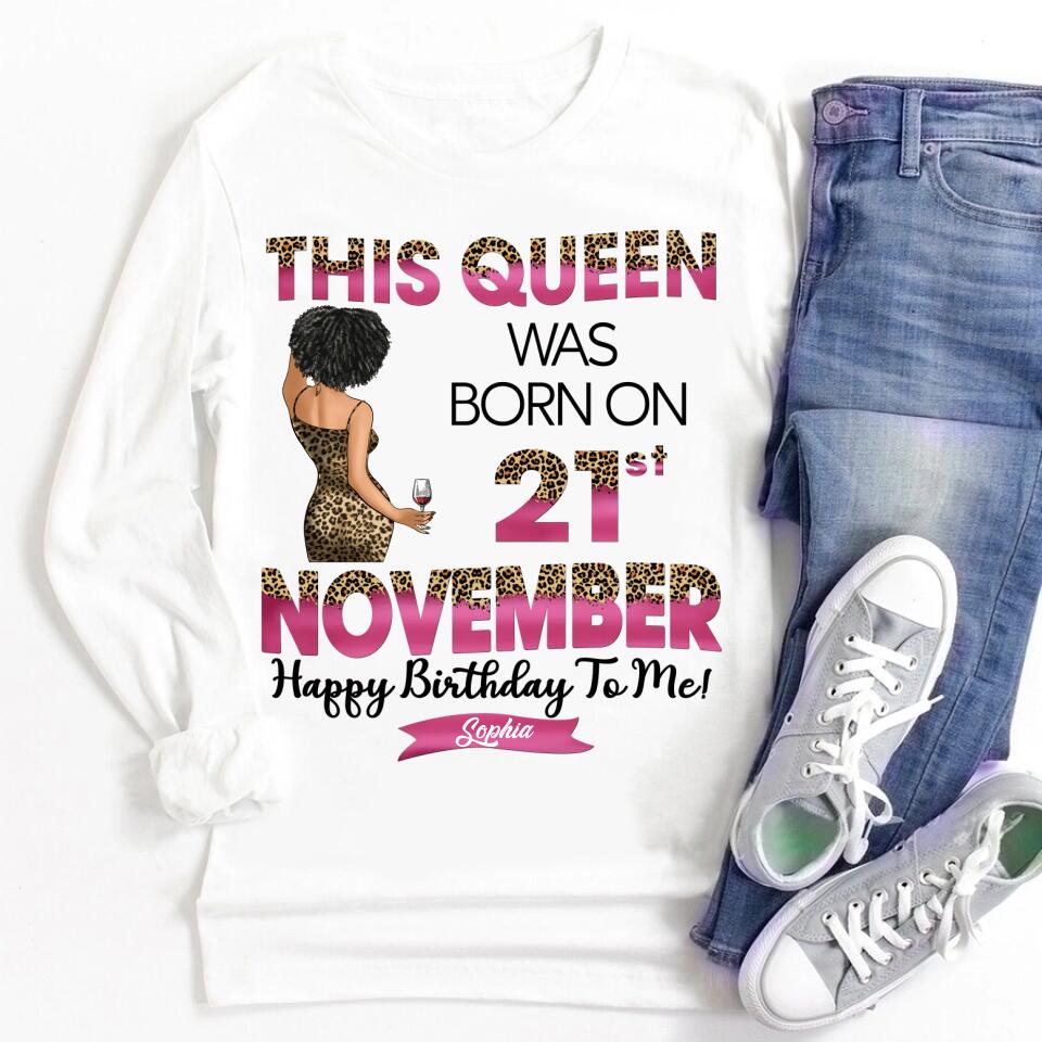 Custom November Birthday Shirt For Woman, Queens Are Born In November Gifts, Melanin Afro Woman Shirt, Black Girl Tee, Afro Queen Gift
