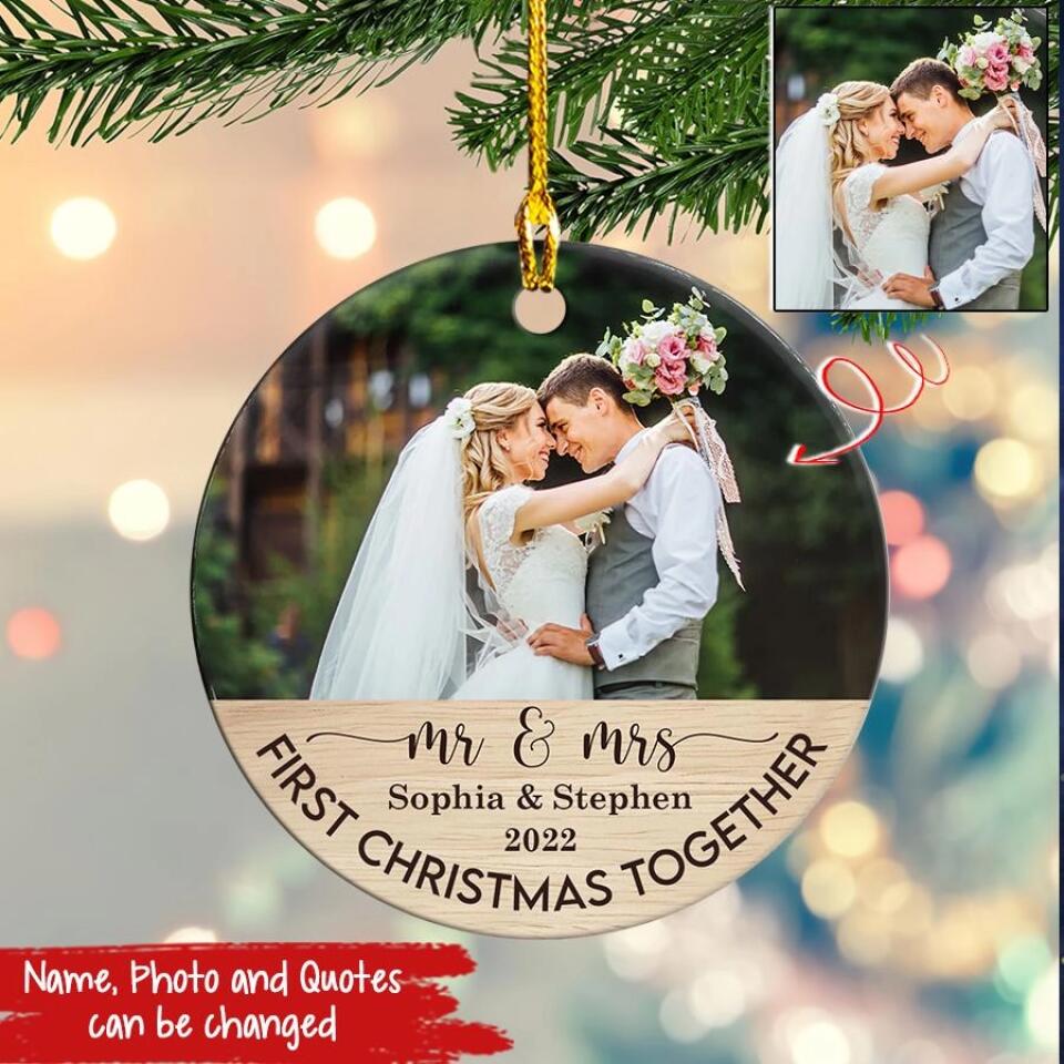 Our First Christmas Ornament 2022, Personalized Our First Christmas Ornaments, First Christmas As Mr And Mrs Ornament